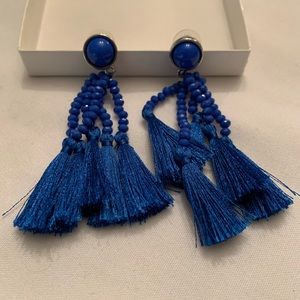 Blue Tassel Earrings